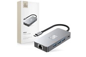 USB-Hubs - Tech-Protect HB05 HUB 9in1 USB-C + USB2.0 + USB3.0 + HDMI 4K 60HZ + SD / TF + PD100W + RJ45 - Grey USB-Hubs - USB 3.0 - 9 - Grau - 5906302360543