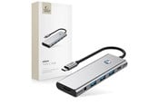 USB-Hubs - Tech-Protect HB04 HUB Adapter 9in1 USB-C + USB2.0 + USB3.0 + HDMI 4K 60Hz + SD / TF + PD100W + AV3.5 - Grey USB-Hubs - USB 3.0 - 5 - Grau - 5906302360536