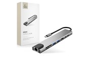 USB-Hubs - Tech-Protect USB Hub HB09 8in1 TYPE-C + USB-A 3.0 + USB-C 3.0 + HDMI 4K 60HZ + SD/TF + PD100W + RJ45 1000 MB/S - Grey USB-Hubs - USB 3.0 - 8 Anschlüsse - Grau - 5906302340033