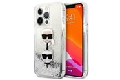 Handys - Cover & Cases - Karl Lagerfeld Liquid Glitter Karl&Choupette Head case for iPhone 13 Pro / iPhone 13 - silver - 3666339028916
