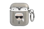 Handys - Anderes Zubehör - Karl Lagerfeld Glitter Karl's Head Case for AirPods 1/2 - Black - 3666339030254