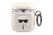 Handys - Anderes Zubehör - Karl Lagerfeld Glitter Karl's Head Case for AirPods 1/2 - Gold - 3666339030346