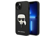 Handys - Cover & Cases - Karl Lagerfeld Saffiano Karl's Head Patch Case for iPhone 14 Plus - Black - 3666339077044