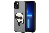 Handys - Cover & Cases - Karl Lagerfeld Saffiano Karl's Head Patch case for iPhone 14 Plus - silver - 3666339077082