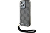 Handys - Cover & Cases - Karl Lagerfeld IML Mono KL Pattern & Cord case for iPhone 15 Pro - black - 3666339258269