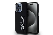 Handys - Cover & Cases - Karl Lagerfeld Silicone Metal Script Logo case for iPhone 15 Pro - black - 3666339253363