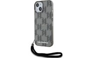 Handys - Cover & Cases - Karl Lagerfeld IML Mono KL Pattern & Cord case for iPhone 15 / 14 / 13 - black - 3666339258245