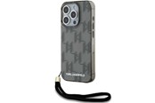 Handys - Cover & Cases - Karl Lagerfeld IML Mono KL Pattern & Cord case for iPhone 15 Pro Max - black - 3666339258276