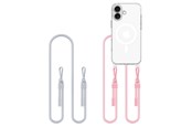 Handys - Anderes Zubehör - Tech-Protect Flexair Chain MagSafe Case for iPhone 16 - Clear + 2 Lanyards (Pink & Gray) - 5906302380206