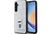 Handys - Cover & Cases - Karl Lagerfeld Fixed Glitter Ikonik Logo Metal Pin case for Samsung Galaxy A35 - silver - 3666339259501