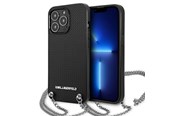 Handys - Cover & Cases - Karl Lagerfeld Leather Textured and Chain Case for iPhone 13 Pro Max 6.7" - Black - 3666339049959