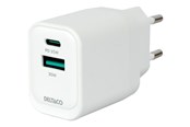 Handys - Adapter und Ladegeräte - Deltaco USB GaN Wall Charger PD 35W | 1x USB-A | 1x USB-C | PPS + Samsung SFC 25W | White - USBC-AC159