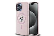 Handys - Cover & Cases - Karl Lagerfeld Silicone Karl&Choupette MagSafe Case for iPhone 15 Pro - Pink - 3666339254483