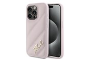 Handys - Cover & Cases - Karl Lagerfeld Diagonal Quilted Script case for iPhone 15 Pro - pink - 3666339252526
