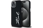 Handys - Cover & Cases - Karl Lagerfeld Silicone Metal Script Logo iPhone 15 Case - Black - 3666339253349