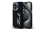 Handys - Cover & Cases - Karl Lagerfeld Silicone Metal Script Logo iPhone 15 Pro Max Case - Black - 3666339253370