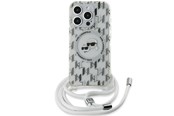 Handys - Cover & Cases - Karl Lagerfeld IML Crossbody Monogram Karl & Choupette Head MagSafe Case for iPhone 15 Pro - Transparent - 3666339286866