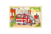 Puzzle - Goki Wooden Jigsaw Puzzle - Helicopter and Fire Truck - 24 pcs. Holz - 57301