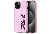 Handys - Cover & Cases - Karl Lagerfeld Wrinkled Metal Signature iPhone 15 Case - Pink - 3666339255589