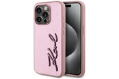 Handys - Cover & Cases - Karl Lagerfeld Wrinkled Metal Signature iPhone 15 Pro Case - Pink - 3666339255602