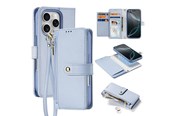 Handys - Cover & Cases - Dux Ducis Lava Leather Case for iPhone 16 Pro with Detachable Magnetic Wallet - Cyan - 6934913004982
