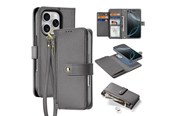 Handys - Cover & Cases - Dux Ducis Lava Leather Case for iPhone 16 Pro Max with Detachable Magnetic Wallet - Grey - 6934913003008