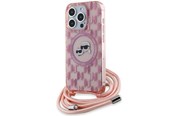 Handys - Cover & Cases - Karl Lagerfeld IML Crossbody Monogram Karl & Choupette Head MagSafe case for iPhone 15 Pro - pink - 3666339286583