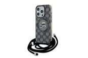 Handys - Cover & Cases - Karl Lagerfeld IML Crossbody Monogram Karl & Choupette Head MagSafe Case for iPhone 15 Pro Max - Black - 3666339286453