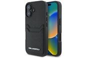 Handys - Cover & Cases - Karl Lagerfeld HC Grained PU Cardslot Metal Elong iPhone 16 Case - Black - 3666339355401