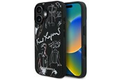 Handys - Cover & Cases - Karl Lagerfeld Grained Pattern & Logo MagSafe Case for iPhone 16 - Black - 3666339463304