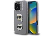 Handys - Cover & Cases - Karl Lagerfeld FW Grained Karl & Choupette Heads Pins Case for iPhone 16 Pro Max - Gray - 3666339457938