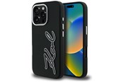 Handys - Cover & Cases - Karl Lagerfeld FW Grained Signature Logo iPhone 16 Pro Case - Black - 3666339457563