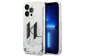 Handys - Cover & Cases - Karl Lagerfeld Liquid Glitter Big KL case for iPhone 14 Pro - silver - 3666339085704