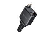 Handys - Adapter und Ladegeräte - ORICO Twin Reach 45W USB-A + USB-C Car Charger with Two Retractable USB-C Cables - Black - TR-45-1A3C-BK-EP-HU