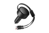 Handys - Adapter und Ladegeräte - ORICO Dual Stretch 60W USB-C Car Charger with Two Retractable USB-C + Lightning Cables - Black - DS-60-2C1L-BK-EP-HU