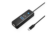 USB-Hubs - ORICO PWCUR-C3 3-port USB Hub 1x USB-A 3.0 1x USB-C 3.0 1x RJ45 Gigabit Ethernet 1 m - Black USB-Hubs - USB 3.0 - Schwarz - PWCUR-C3-10-BK-EP
