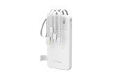 Powerbank (Akku) - Wozinsky W11-W 10000mAh 10W Powerbank with Built-in Cables and Flashlight - White - 10000 mAh - 5907769388088