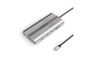 USB-Hubs - ORICO XDR 12in1 RGB USB-C Docking Station USB-A USB-C 2x HDMI 4K 60 Hz DisplayPort 4K 60 Hz RJ45 Gigabit PD 100W SD and microSD Card Reader - Silver USB-Hubs - USB 3.1 - 12 - Grau - XDR-X3-SV-BP