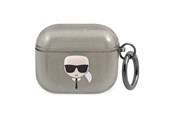 Handys - Anderes Zubehör - Karl Lagerfeld Glitter Karl's Head Case for AirPods 3 - Black - 3666339030278