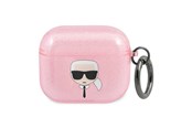 Handys - Anderes Zubehör - Karl Lagerfeld Glitter Karl's Head Case for AirPods 3 - Pink - 3666339030339