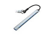 USB-Hubs - Gembird 7-port USB hub (1x USB 3.2 + 6x USB 2.0) USB-A + USB-C USB-Hubs - USB 3.2 - 7 - silber - UHB-ACM-U3P1U2P6-01