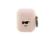 Handys - Anderes Zubehör - Karl Lagerfeld KLA2RUNCHP AirPods 1/2 cover pink/pink Silicone Choupette Head 3D - 3666339087951