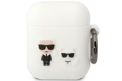 Handys - Anderes Zubehör - Karl Lagerfeld KLACA2SILKCW AirPods 1/2 cover white/white Silicone Karl & Choupette - 3666339088194