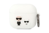 Handys - Anderes Zubehör - Karl Lagerfeld KLACA3SILKCW AirPods 3 cover white/white Silicone Karl & Choupette - 3666339088217