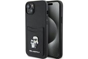 Handys - Cover & Cases - Karl Lagerfeld Saffiano Cardslot Karl&Choupette Metal Pin case for iPhone 15 - black - 3666339165512