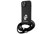 Handys - Cover & Cases - Karl Lagerfeld Crossbody Saffiano Metal Pin Karl & Choupette case for iPhone 15 Plus - black - 3666339165765