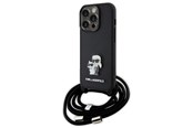 Handys - Cover & Cases - Karl Lagerfeld Crossbody Saffiano Metal Pin Karl & Choupette case for iPhone 15 Pro - black - 3666339165772