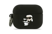Handys - Anderes Zubehör - Karl Lagerfeld Silicone Karl & Chaupette Head 3D Case for AirPods Pro 3 - Black - 3666339574680