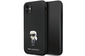 Handys - Cover & Cases - Karl Lagerfeld KLHCN61SMHKNPK case for iPhone 11 / Xr - black Silicone Ikonik Metal Pin - 3666339165918