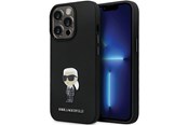 Handys - Cover & Cases - Karl Lagerfeld KLHCP14LSMHKNPK case for iPhone 14 Pro - black Silicone Ikonik Metal Pin - 3666339165970